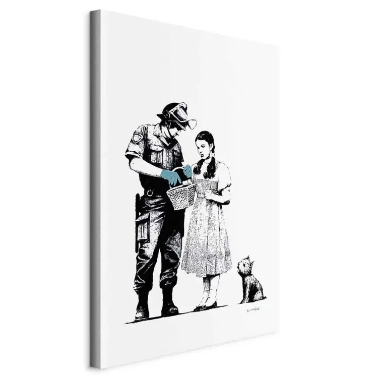 Girl, dog and policeman - teenage street art style graphic