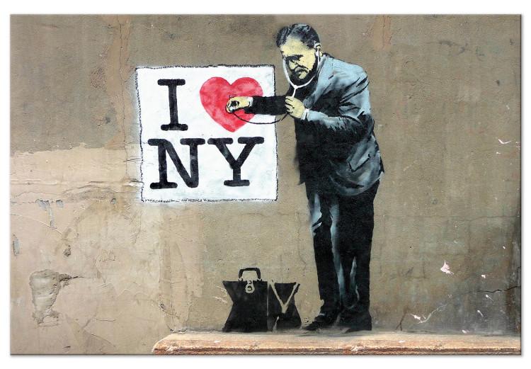 Canvas Print Doctor and heart on a wall - street art style graphic with inscription
