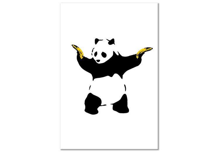 Canvas Print Panda with Guns (1-piece) Vertical - exotic animal with bananas