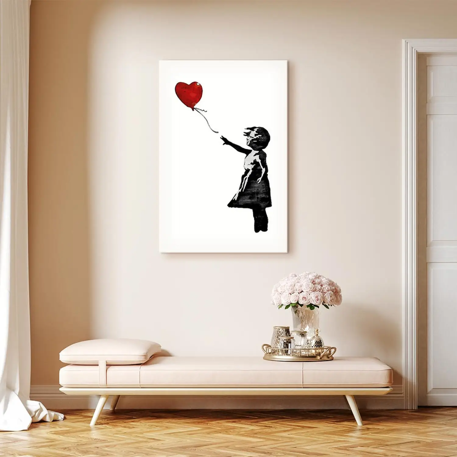 Canvas Art Banksy: Girl with Balloon Vertical - bimago