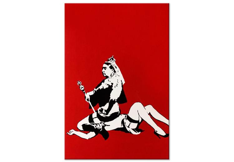 Canvas Print Banksy's Queen - street art style graphic on red background