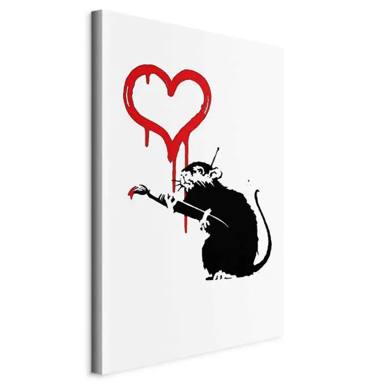 Love Rat Vertical - street art of a rat as a heart painter