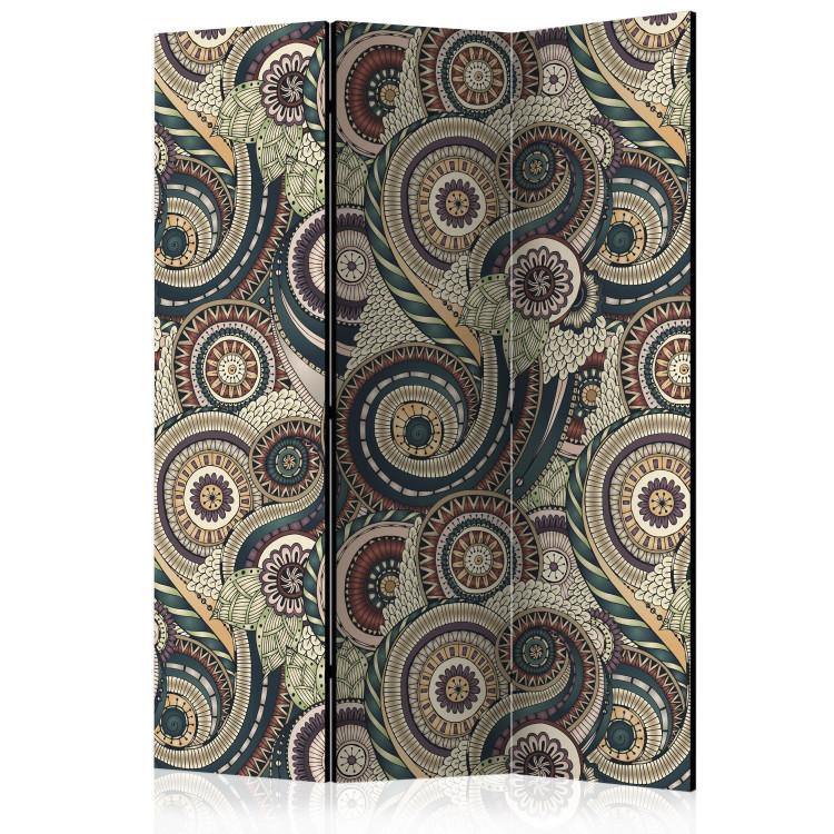 Room Divider Elegant Ornament (3-piece) - oriental pattern with flowers and plants