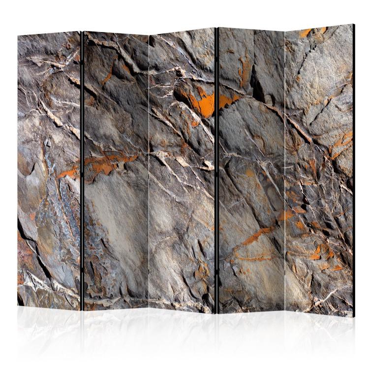 Room Divider Mountain Bastion II (5-piece) - dark composition with a rock texture