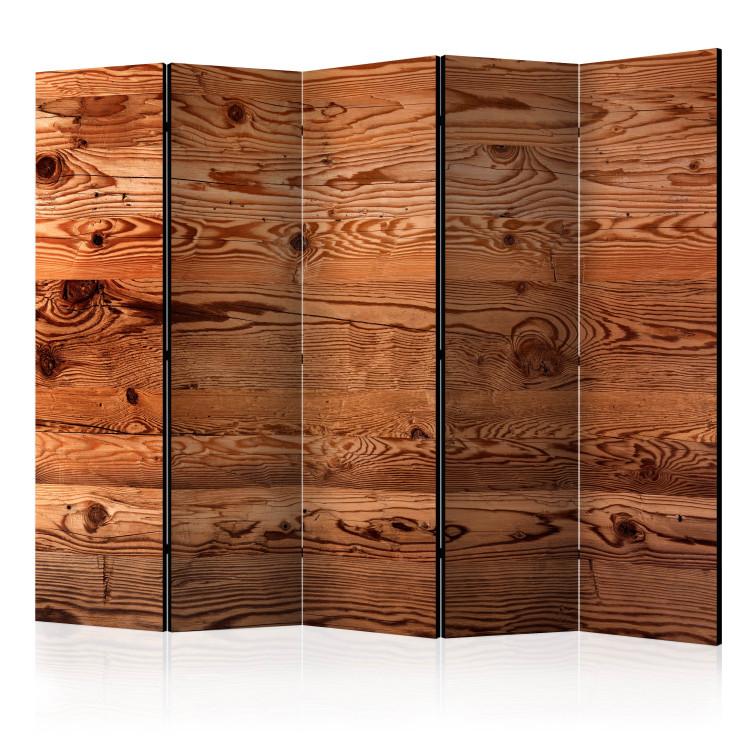 Room Divider Rustic Chic II (5-piece) - background with a texture of brown planks