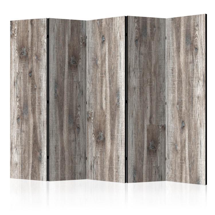 Room Divider Stylish Wood II (5-piece) - unique composition in brown planks