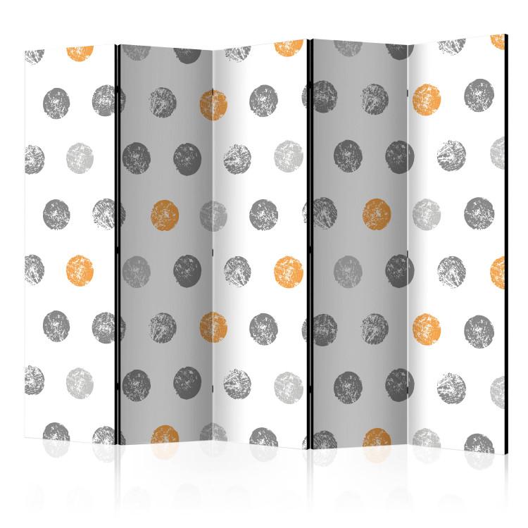 Room Divider Round Stamps II (5-piece) - gray and orange dots