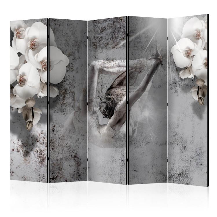 Room Divider Arrangement with Orchid II (5-piece) - woman and flowers against a concrete background