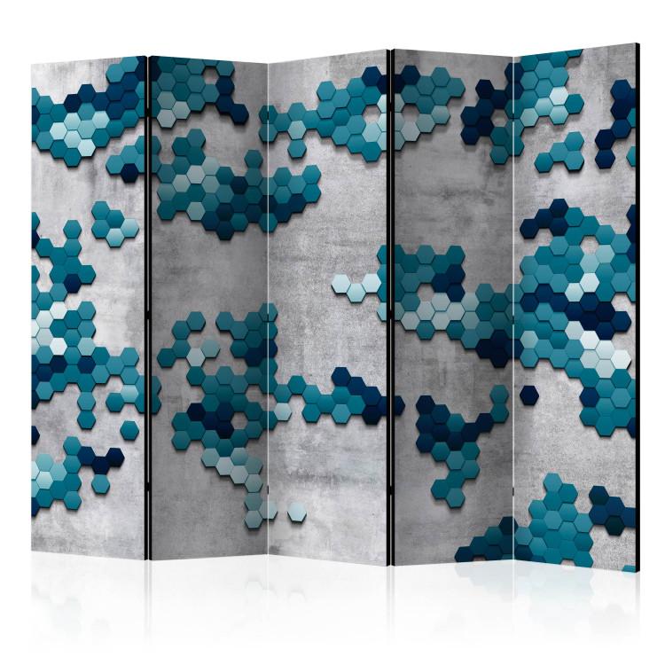 Room Divider Sea Puzzle II (5-piece) - geometric composition on concrete