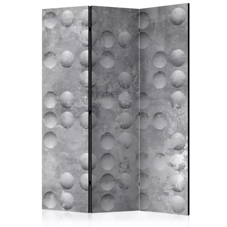 Room Divider Dancing Bubbles (3-piece) - geometric pattern in shades of gray
