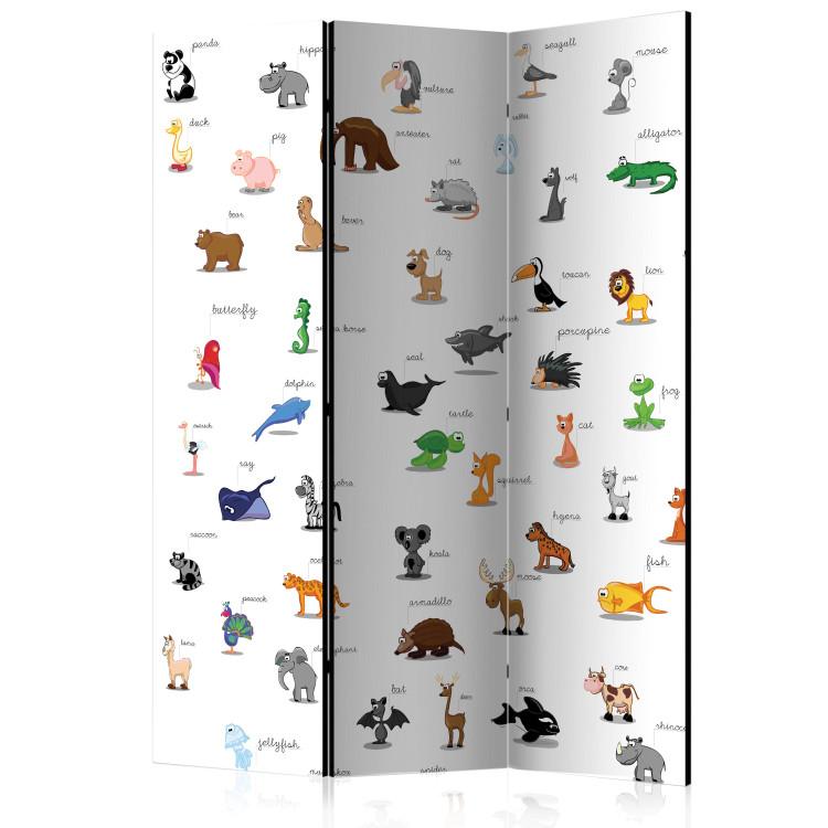 Room Divider Animals (For Kids) (3-piece) - colorful illustrations with captions