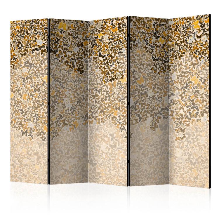 Room Divider Art and Butterflies II (5-piece) - pattern in shades of brown and beige