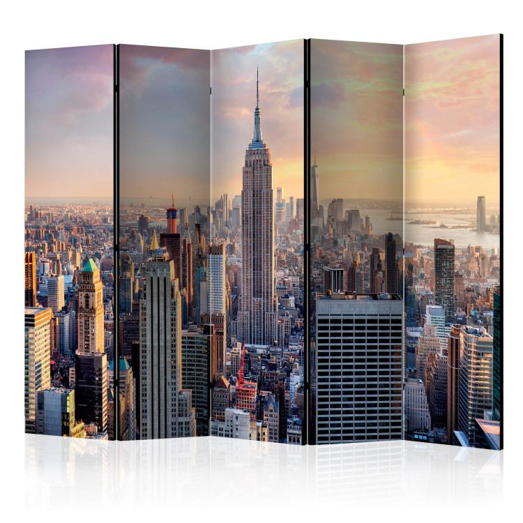 Room Divider Sunny Metropolis II (5-piece) - New York skyscrapers during the day