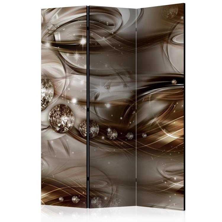 Room Divider Gray River (3-piece) - abstraction in diamonds in gold and silver