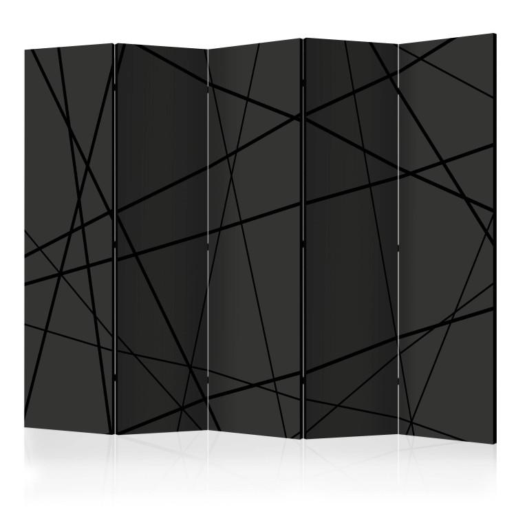 Room Divider Dark Crossroad II (5-piece) - black geometric abstraction