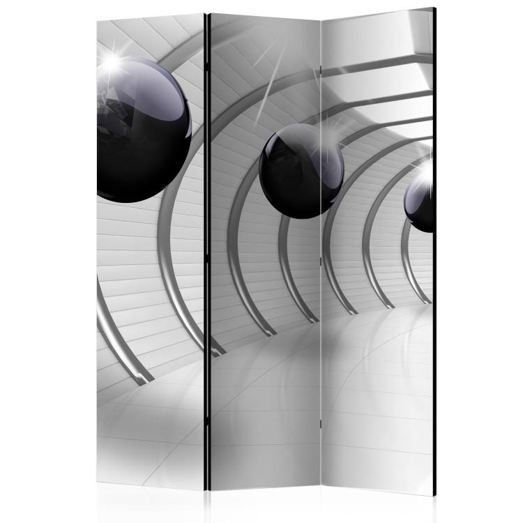 Room Divider Futuristic Tunnel II (3-piece) - geometric 3D illusion with spheres