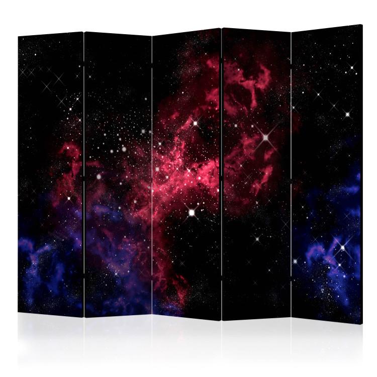 Room Divider Cosmos - Stars II (5-piece) - blue-red universe