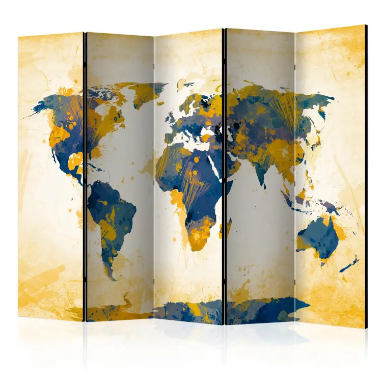 Room Divider Screen Map of the World - Sun and sky II - world map in ...
