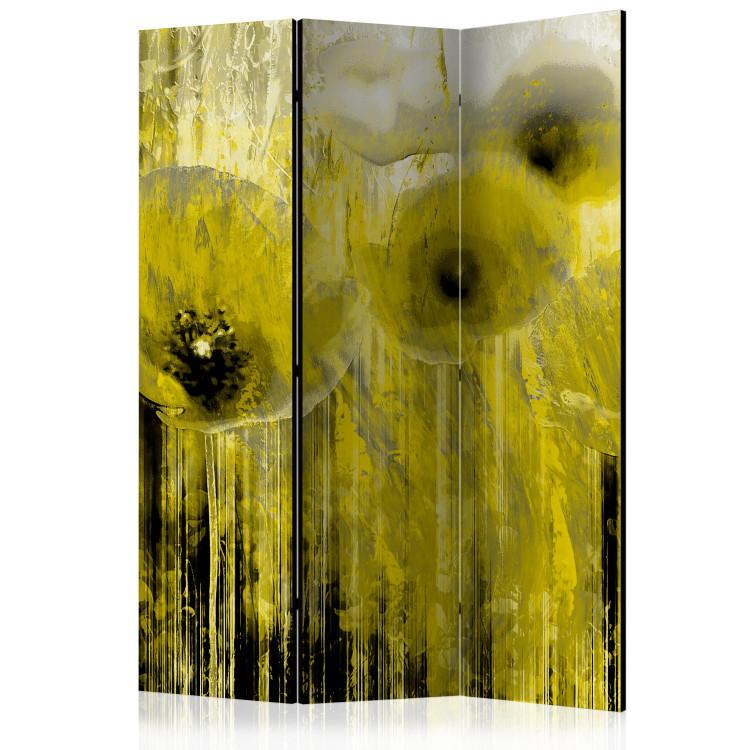 Room Divider Yellow madness (3-piece) - vanilla composition in wildflowers