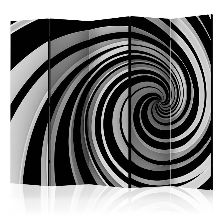 Room Divider Black and white swirl II (5-piece) - black and white abstraction in swirl