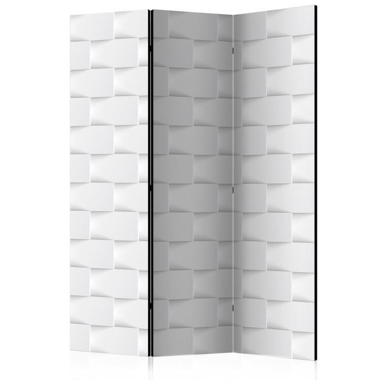 Room Divider Abstract Screen (3-piece) - geometric white composition