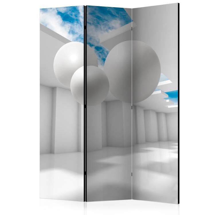 Room Divider Architecture of the Future (3-piece) - white geometric composition