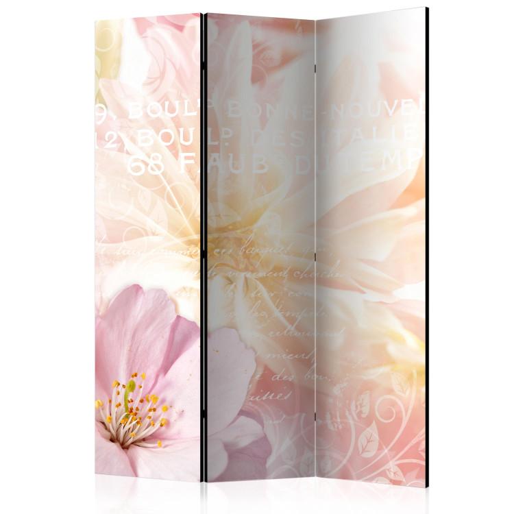 Room Divider Romantic Message (3-piece) - light pink flowers and captions