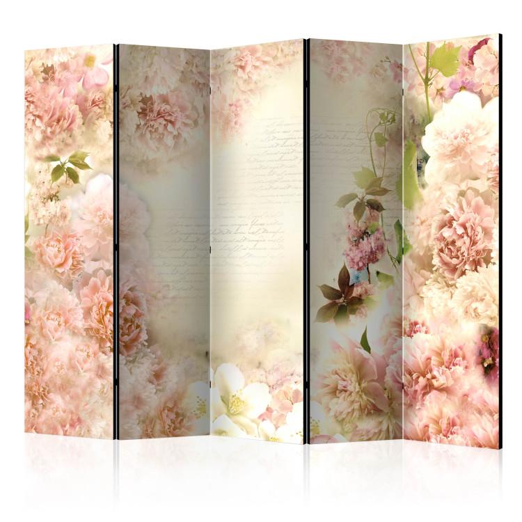 Room Divider Spring Scent II (5-piece) - romantic collage in roses and inscriptions