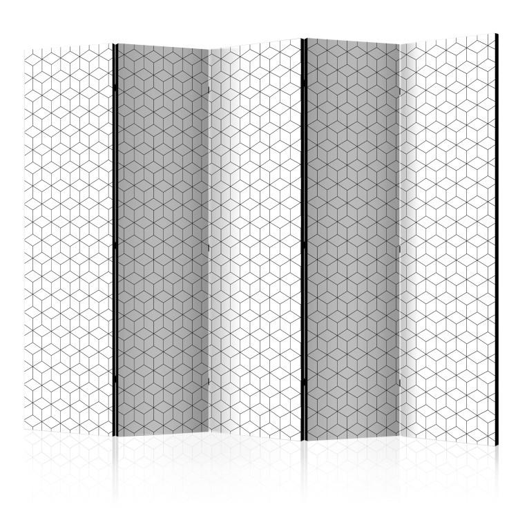 Room Divider Cubes - Texture II (5-piece) - black and white geometric pattern