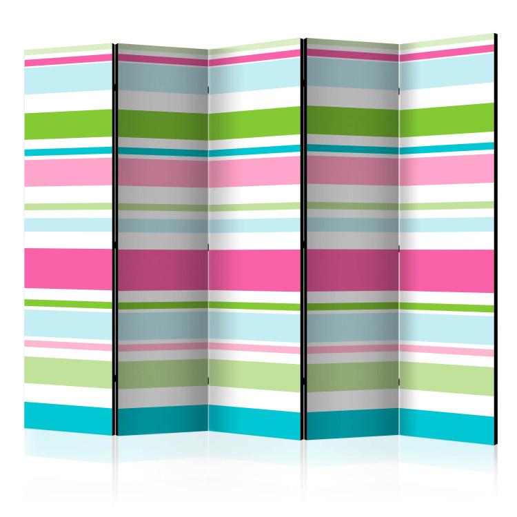 Room Divider Bright Stripes II (5-piece) - composition in colorful horizontal stripes