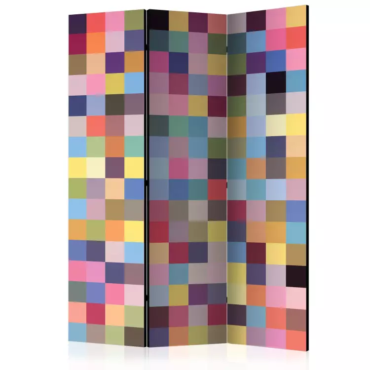 Room Divider Full Spectrum (3-piece) - geometric background with colorful pixels