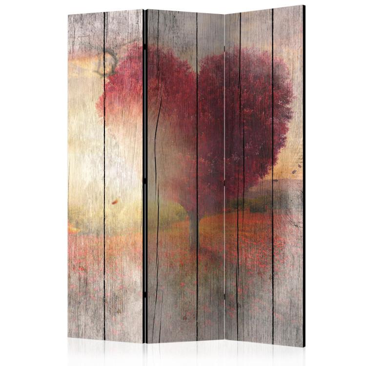 Room Divider Autumn Love (3-piece) - landscape with a heart-shaped tree