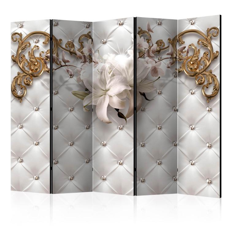 Room Divider Royal Glow II (5-piece) - white background in floral ornaments