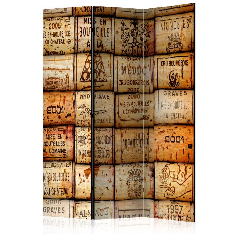 Room Divider Along the Wine Trail (3-piece) - composition in retro illustrations and writings