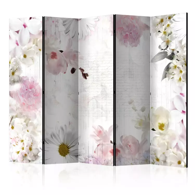 Room Divider Scent of Spring II (5-piece) - romantic collage in light flowers