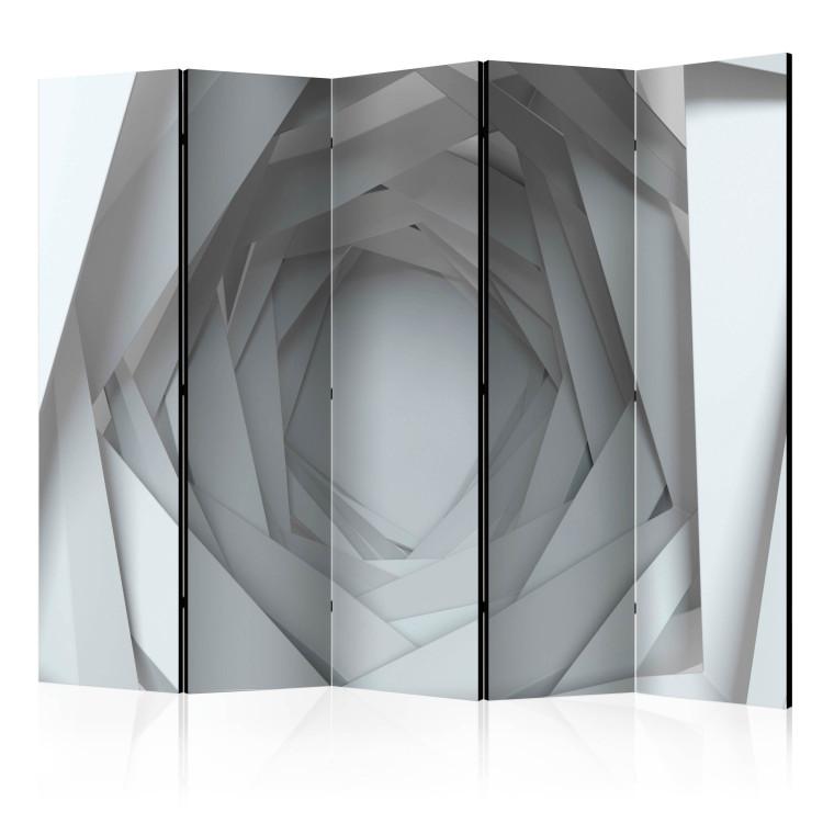 Room Divider Geometric Abyss II (5-piece) - white abstraction with a tunnel