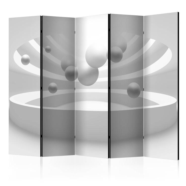 Room Divider Temple of the Future II (5-piece) - white architecture in circles