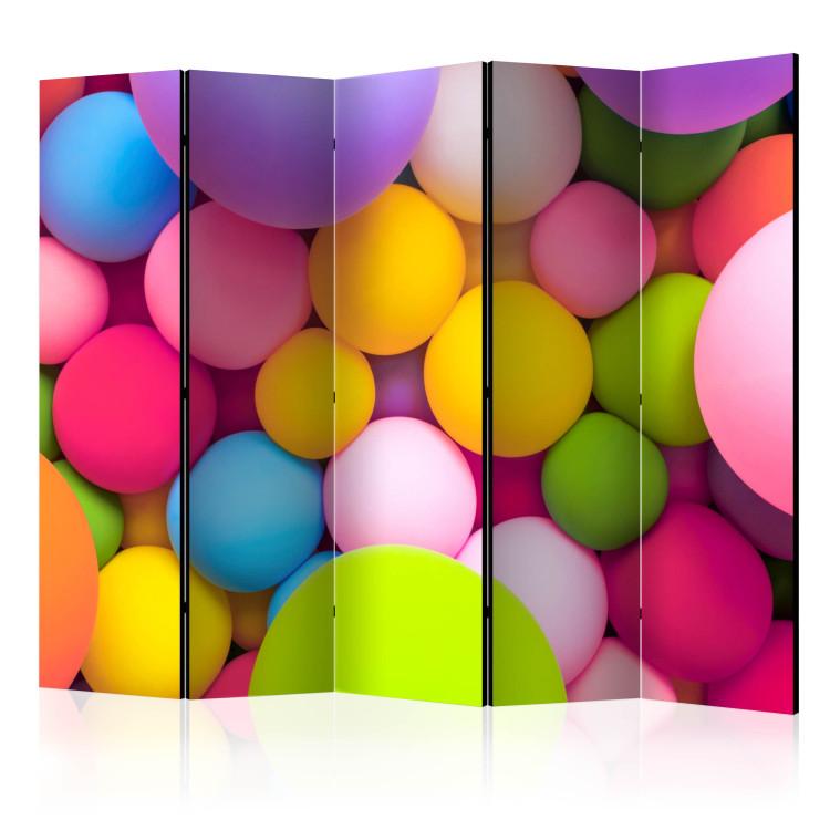 Room Divider Colorful Spheres II (5-piece) - colorful 3D geometric composition