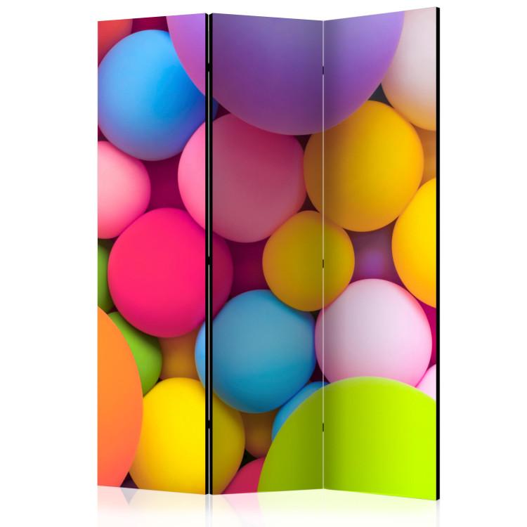 Room Divider Colorful Spheres (3-piece) - geometric multicolored shapes in 3D