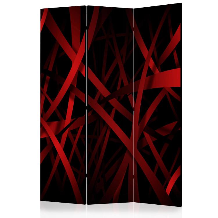 Room Divider Fear of Darkness (3-piece) - red-black 3D abstraction