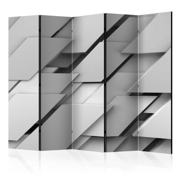 Room Divider Edge of Gray II (5-piece) - artistic abstraction in figures