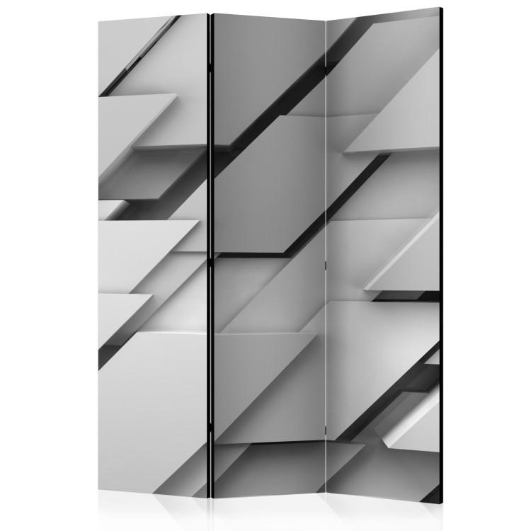 Room Divider Edge of Gray (3-piece) - artistic geometric abstraction
