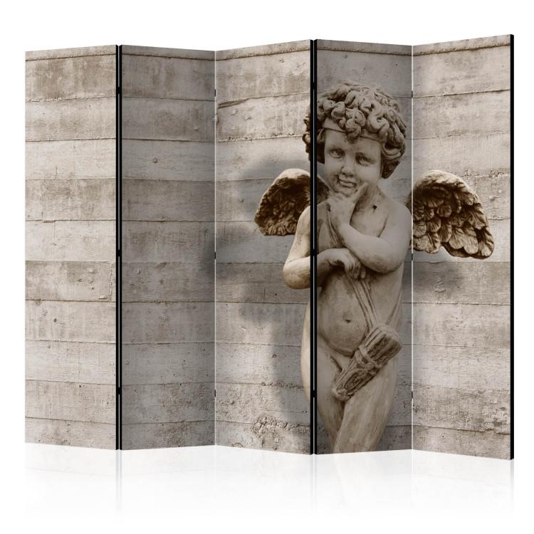Room Divider Angelic Face II (5-piece) - sculpture of a boy with wings