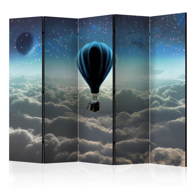 Room Divider Night Expedition II (5-piece) - 3D illusion with a balloon against the sky