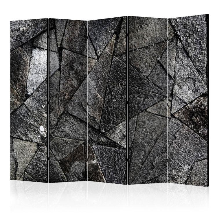 Room Divider Sidewalk Tiles (Gray) II (5-piece) - dark background in triangles