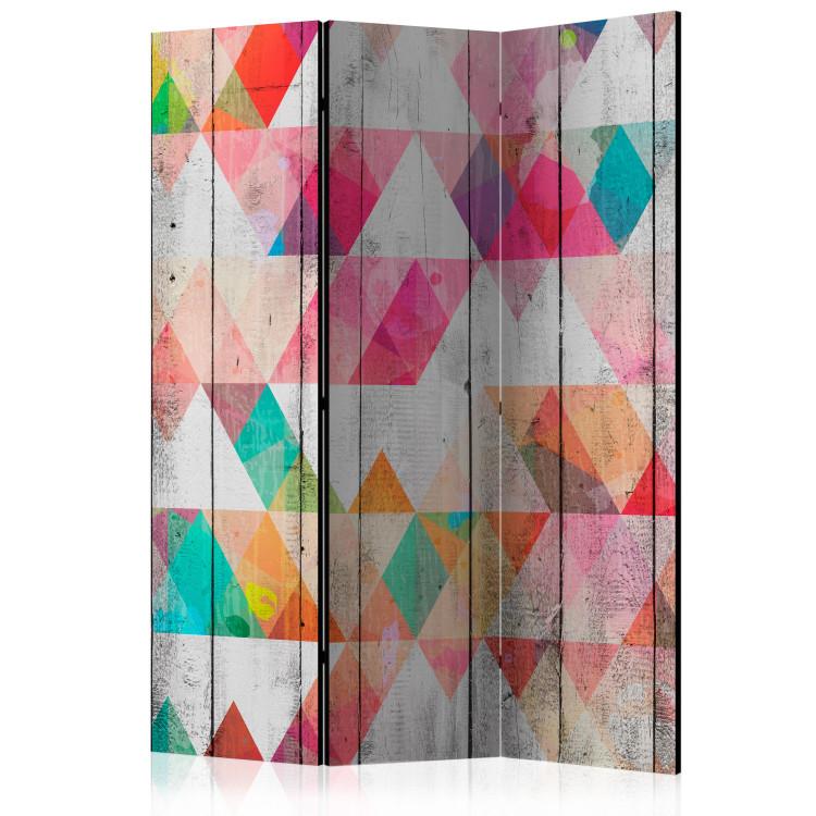 Room Divider Rainbow Triangles (3-piece) - colorful background in geometric figures
