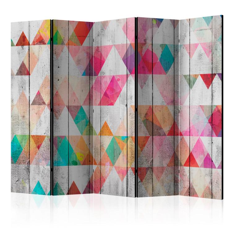 Room Divider Rainbow Triangles II (5-piece) - colorful geometric composition