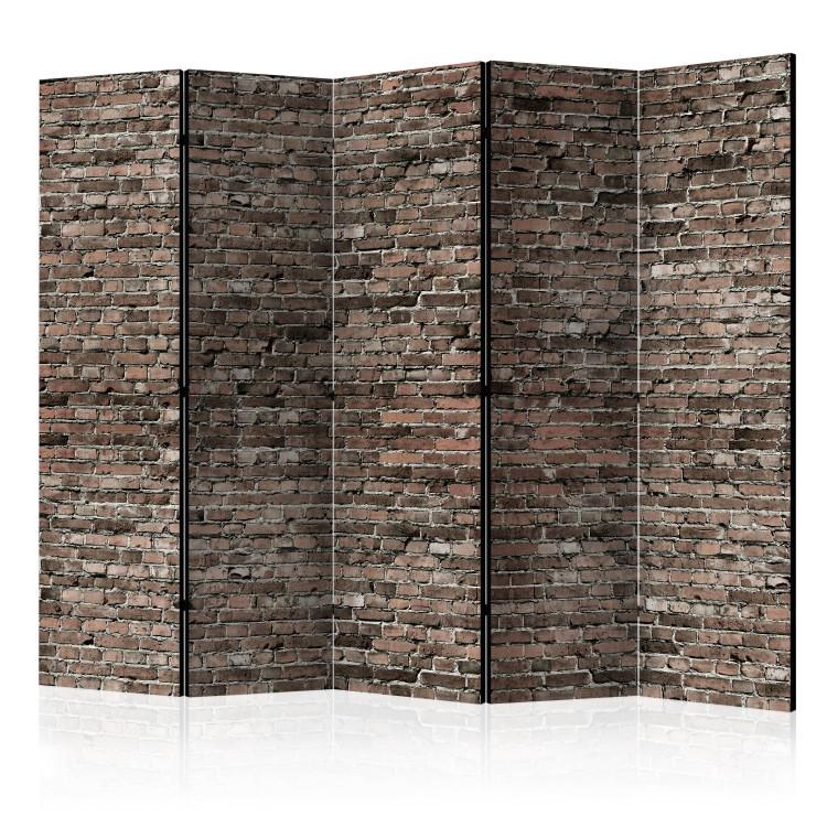 Room Divider Old Brick II (5-piece) - industrial background in shades of brown