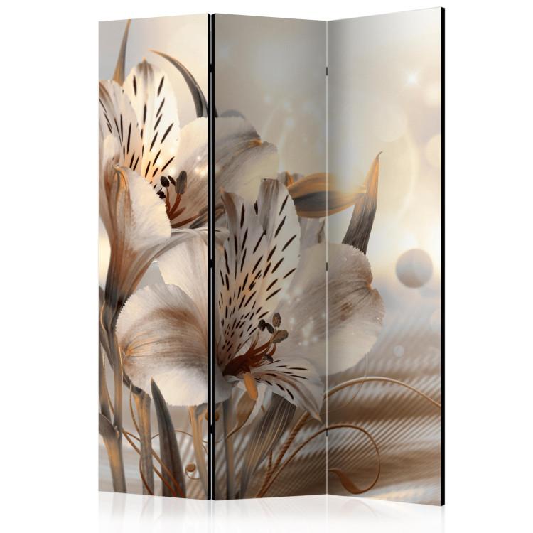 Room Divider Morning Princesses (3-piece) - 3D illusion of beautiful lily flowers