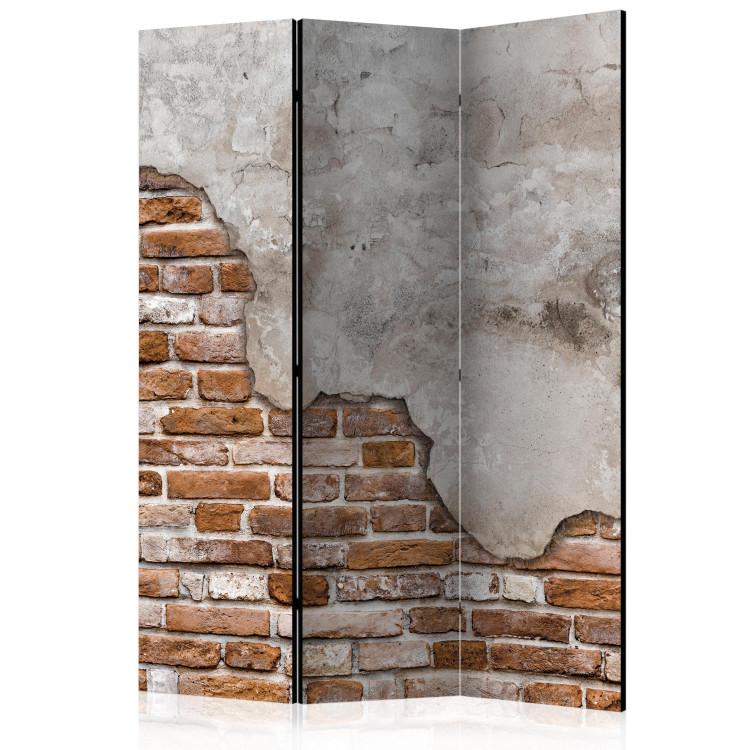 Room Divider Industrial Duet (3-piece) - wall with texture of red bricks